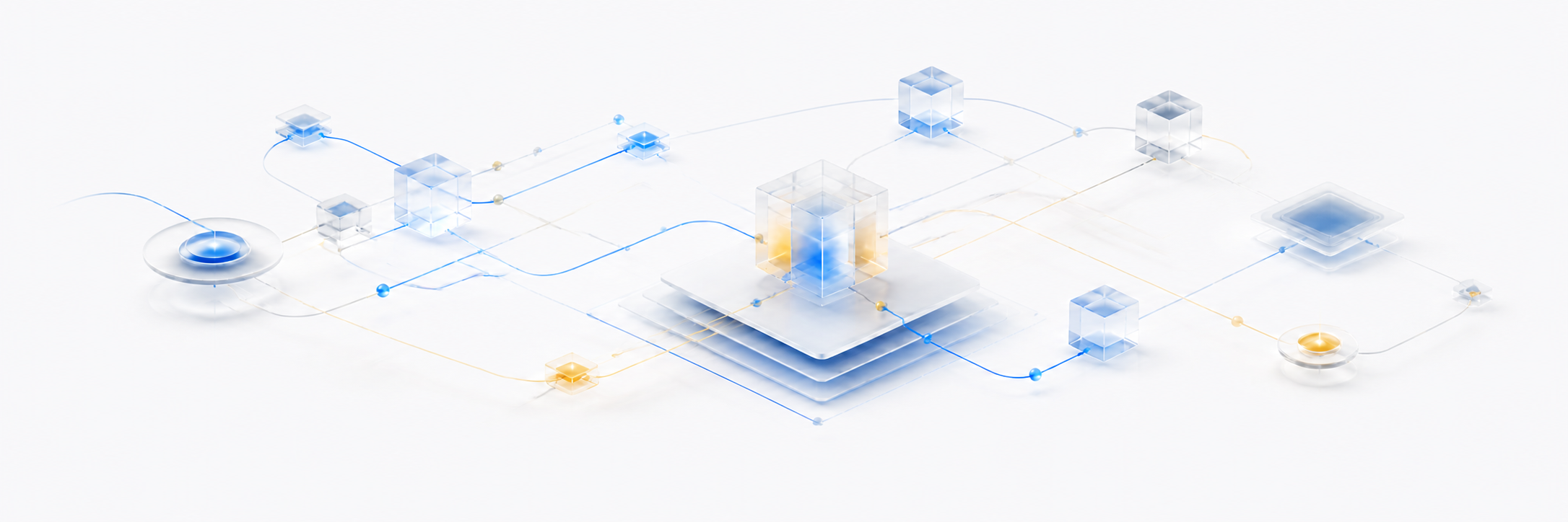 Illustration abstraite d'une infrastructure numérique interconnectée
